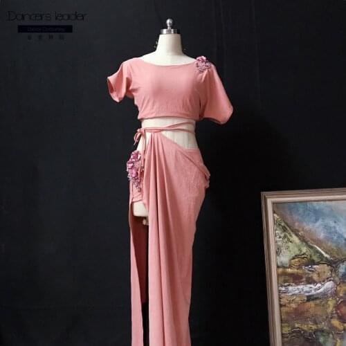 Customized belly dance practice clothes short-sleeved tops female adult elegant performance clothes