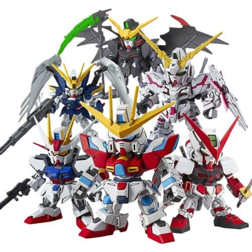 BANDAI Q Version SDEX Original Gunpla Red Heresy Destiny 00 Flying Wing Unicorn Assault Freedom Gundam Animation Toys
