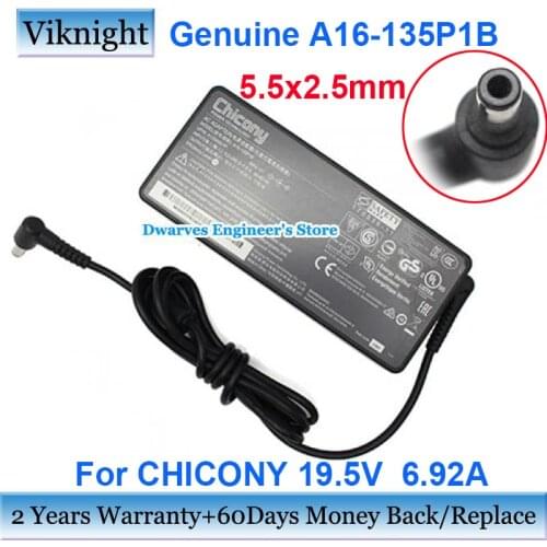 Genuine 19.5v 6.92a A135A007P Chicony ac power adapter A16-135P1B for M SI GS63 7RD STEALTH DElta ADP-135KB T charger