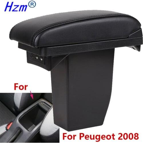 For Peugeot 2008 Armrest box Retrofit parts Car special Armrest Center Storage box car accessories Interior special With USB