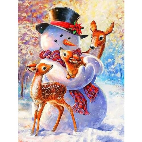 Full square diamond painting snowman rhinestone embroidery art deer mosaic sticker decor diamond dots poster wall paper craft
