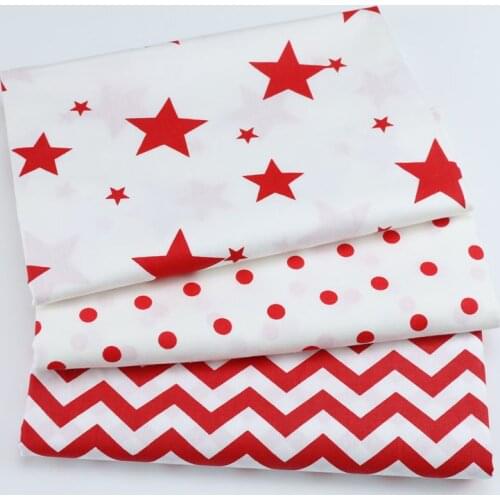 Fabric printed red stars baby cotton quilting by half meter for DIY Sewing Bed Sheet Dress making cotton fabric 50*160cm