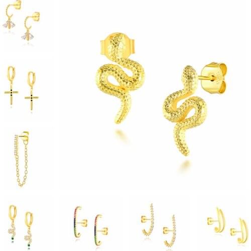 Luxury Lightning Snake Chain Stud Earrings for Women Genuine 925 Sterling Silver Tassel Earring Pendientes Fashion Jewelry 2021