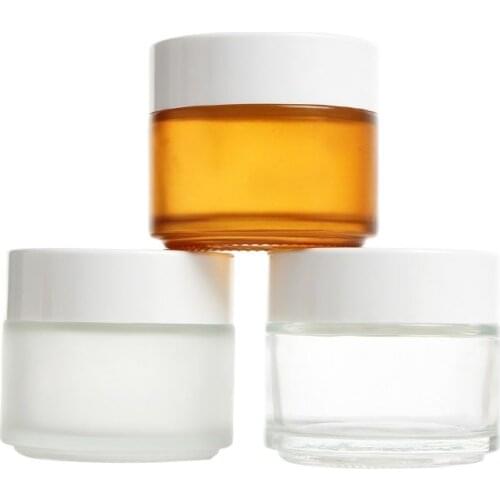 100g Glass Cream Jar Amber Frosted Cosmetic Container Custom Facial Mask Refillable Lotion Bottles Empty Face Cream Jar 10pcs