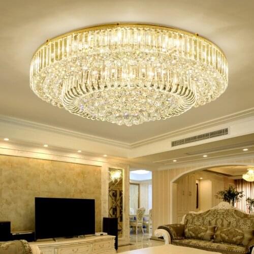 LED Light Modern Crystal Ceiling Lights Fixture 3 White Color Dimmable Round Ceiling Lamp with Remote Controller Home Indoor Li