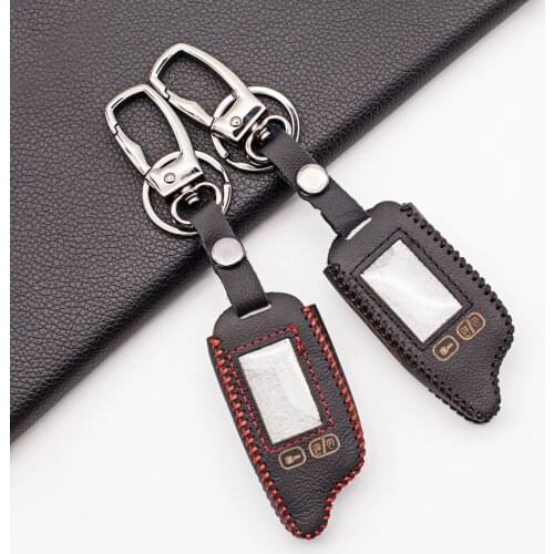 Tomahawk TZ9010 LCD Remote Controller Leather Keychain Key Chain Fob Case for Vehicle Security 2-Way TZ-9010 Car Alarm System