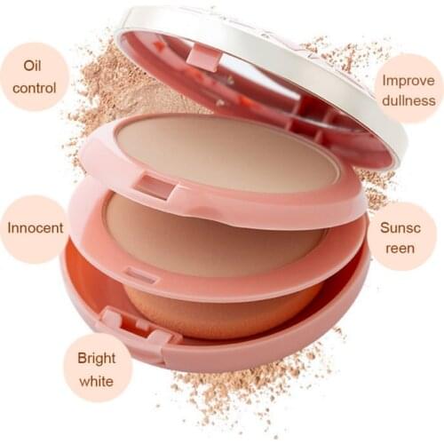 Oil-control Brighten Face Pressed Powder Charm Women Long Lasting Moisturizing Makeup Cosmetic With Soft&Fine Powder Puff TSLM2