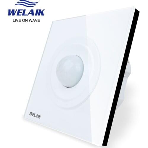 WELAIK Manufacturer-Glass Panel-Human-body sensing-Wall switch-UK Standard-Stair wall-switch AC220V B17RTGYW