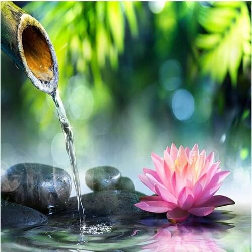 Yumeart 5D DIY Diamond Painting Lotus Flower Bamboo Zen Stones Diamond Embroidery Sale Diamond Full cross stitch Home Decoration