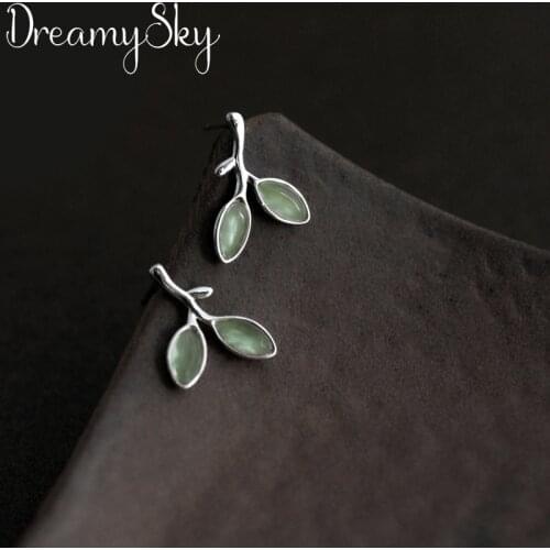 DreamySky Opal Jewelry Leaf Earrings For Women Wedding Fashion Statement Jewelry Pendientes