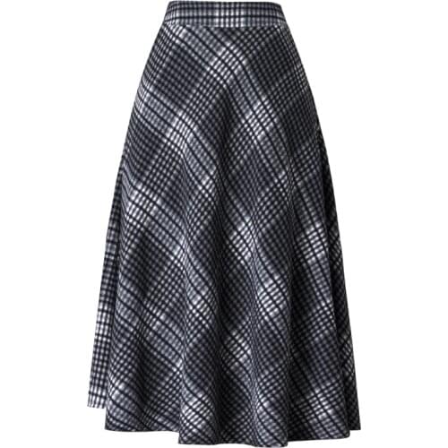 Neophil 2021 Winter Women A-Line Woolen Plaid Midi Skirts High Waist England Style Tartan Plus Size Vintage School Faldas S92D10