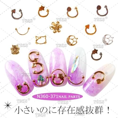 10pcs/lot Gold Silver Moon arrows kitty pentagram Metal Alloy Nail Art Decorations 3D DIY Nail Stickers Jewelry Nail Charms