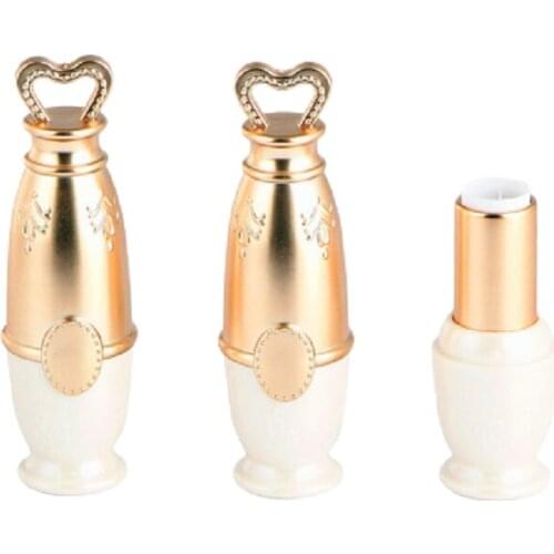 12.1mm Empty Lipstick Tube White Bottle with Gold Lip Elegant Cosmetic Packaging Contianers Round Plastic Lip Balm Tube 30/50pcs