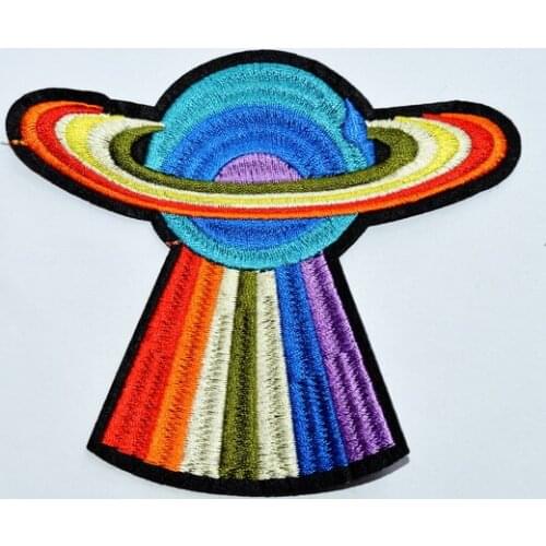 UFO Rays Planet Space E.T. DIY Sneaker Fashion Embroidered Applique Iron On Patch (Size is about 12 * 10 cm)