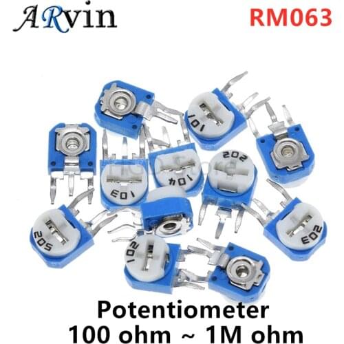 20Pcs RM063 Rm-063 100 200 500 1k 2k 5k 10k 20k 50k 100k 200k 500k 1M Ohm Trimpot Trimmer Potentiometer Variable Resistor
