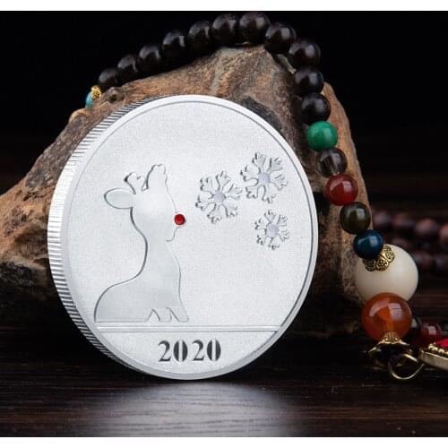 2020 Merry Christmas Happy New Santa Claus Deer Silver Plated Commemorative Challenge Coin