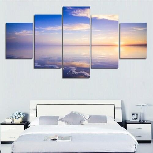 5 Pcs/Set Modern Wall Paintings Beach And Sun Landscape Canvas Print Canvas Abstract Painting No Frame Home Decoration