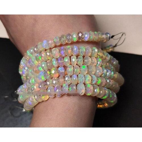 AAAAA LOOSE BEADS opal ROUNDEL FACETED 4.5-5.5mm wholesale for DIY jewelry necklace 18cm
