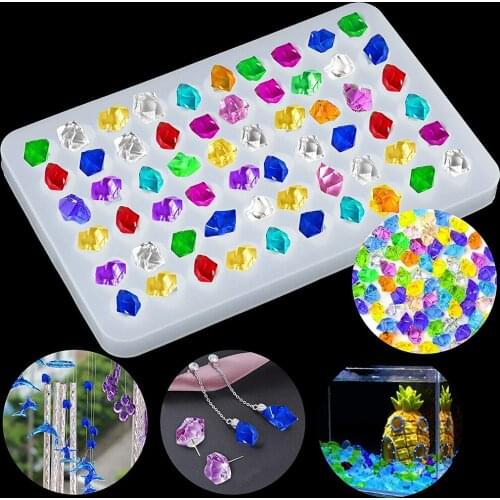 Irregular Diamond Silicone Mold 60 Grid Ice Cube Mould DIY Crystal UV Epoxy Moulds For Jewelry Pendant Rock Crystal Making Craft