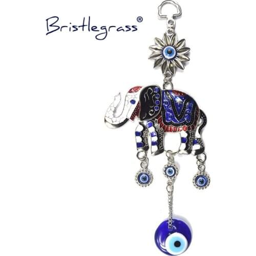 BRISTLEGRASS Turkish Blue Evil Eye Flower Elephant Amulets Lucky Charms Wall Hanging Pendants Pendulum Blessing Protection Decor