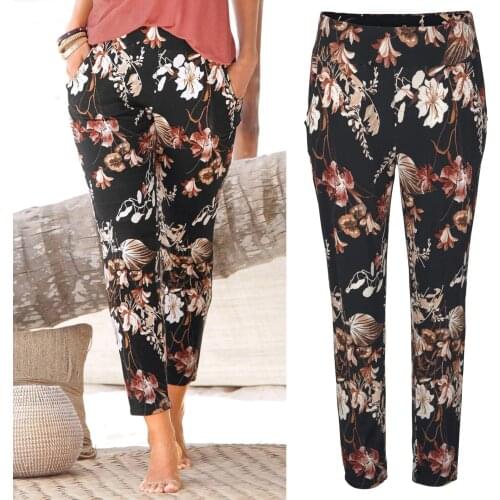 Fashion New Women Pants High Waist Printing Trousers Long Pants Boho Pockets Pants Daily Beach Travel Casual Pants Free Shipping