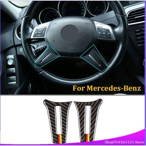 For Mercedes-Benz C-Class 2005-2013 Steering Wheel Stickers Real Carbon Fiber (Soft) Car Interior Modification