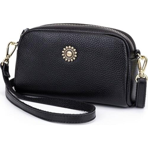 Ellovado Genuine Lether Single Shoulder Bag Ladys Crossbody Bags Handbag Women Fashion Simple Travel Style Small Clutch Bag