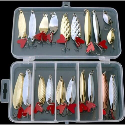 Hot sale 20pcs spoon fishing lure artificial bait 1pcs fishing box swimbait trout lure fishing tackle set