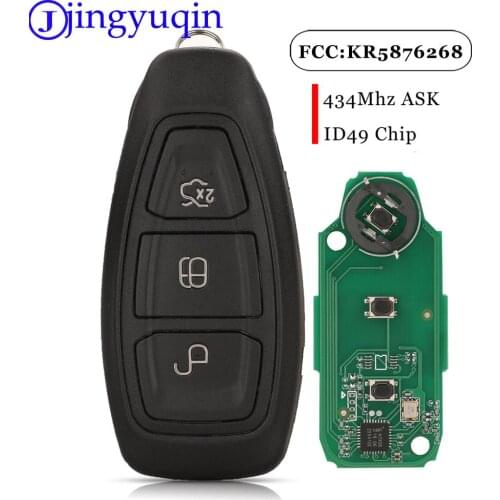 Jingyuqin 3 Buttons Smart Remote Car Key Fob 434Mhz ID49 For Ford B-Max C-Max Fiesta Galaxy Grand C-Max Kuga Mondeo S-Max