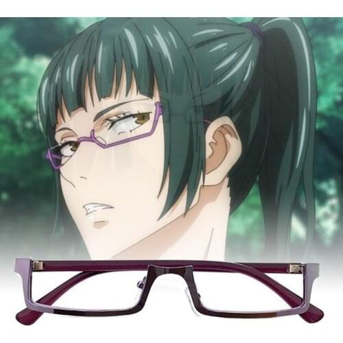 Costume Props Jujutsu Kaisen Maki Zenin Cosplay Glasses Cute Purple Half Frame Eyeglasses Without Lens Gifts For Girls Anime Acc