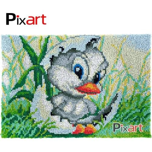 Latch Hook Rug Birth of Duck Crocheting Tapestry Kits DIY Carpet Rug Chunky Yarn Needlework Knitted Floor Mat Hobby & Crafts