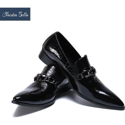 Christia Bella Handmade Leather Wedding Dress Shoes Mens Fashion Evening Party Shoes Daily Office Social Shoes