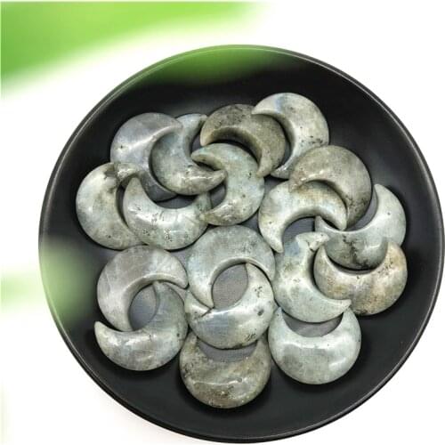 Beautiful 1pc Natural Madagascar Labradorite Moon Shaped Gemstone Healing Crystal Natural Quartz Crystals Polished Stones