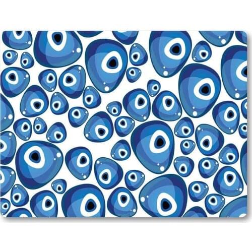 Glass Cutting Board Evil Eye bead Decorated With Traditional Pattern Glass Cutting Deck Antibacterial Modern Mutfak30x40 Cm