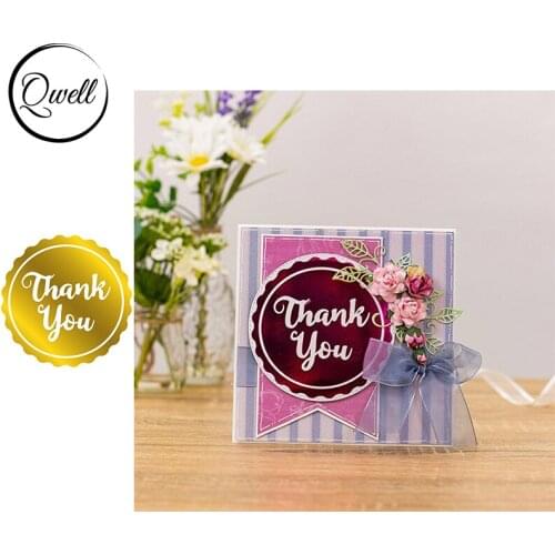 QWELL Hot Foil Plate Thank You Words Letter Circle Wavy Frame For DIY Scrapbooking Making Foil Project Template 2020 New