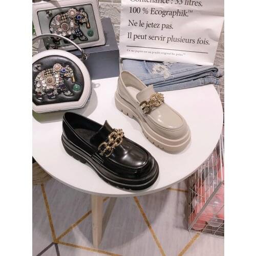 Trifle shoes womens spring and autumn 2021 new casual thick-soled small leather shoes British wild increased single shoes