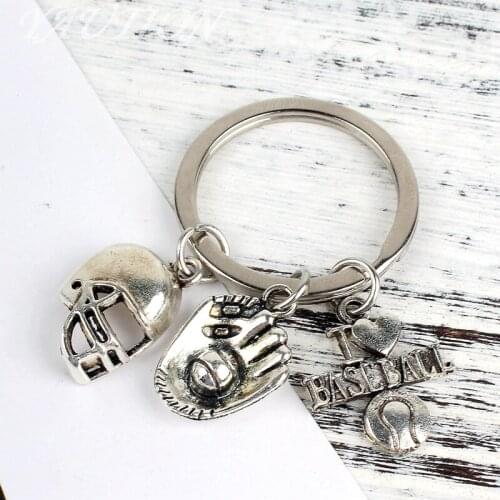 New Fashion Keychain i love baseball Pendants DIY Men Jewelry Car Key Chain Ring Holder Souvenir For Gift Baseball glove