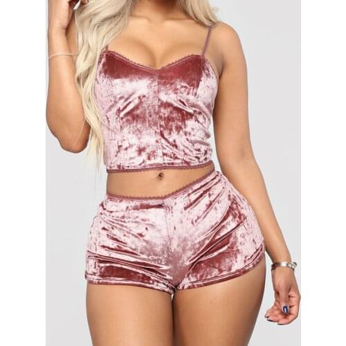 Pajamas Set Women Sexy Pink Red Silk Satin Velvet Pijamas Sleep Wear Robe Nightwear Sexy Lingerie Pj Sets Sleepwear