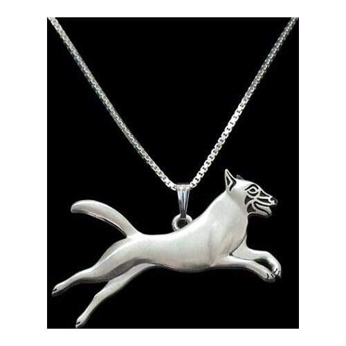 Leaping Belgian Malinois - Gold and silver pendant and necklace jewelry Simple abstract animal jump
