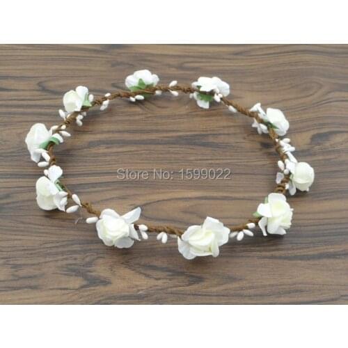 Boho Head Band Ivory Paper Foam Berry Rattan Floral Hair Wreath Simple Hair Bands Pageant Birthday Wedding Party Accessories