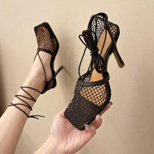 Sexy Sandals for Women Breathable Square Toe High Heel Sandals Fashion Stilettos Cross Square Head Sandal Gladiator Casual Shoes