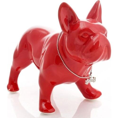 Cute ceramic French Bulldog dog statue home decor crafts room decoration dog ornament porcelain animal figurines decorations
