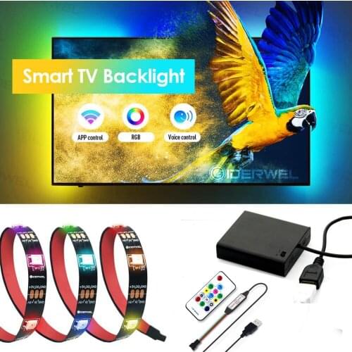 4AA Battery / USB LED Strip RGB WS2812B ws2812 17Key RF Addressable Pixels Tape TV Back Under Cabinet Lamp Kit 5V 1m/2m/3m/4m/5m