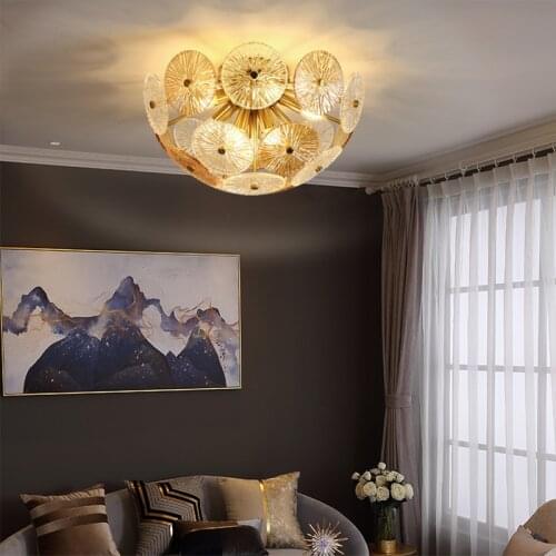 Champagne Clear Glass LED Ceiling Lights E14 Living Room Bedroom Dining room Hanging Light Fixtures Gold 11-240V