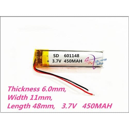 High quality 601148 3.7V 450MAH with protection board,601248 used for bluetooth MP3,MP4,MP5 GPS DVD lithium battery 601250