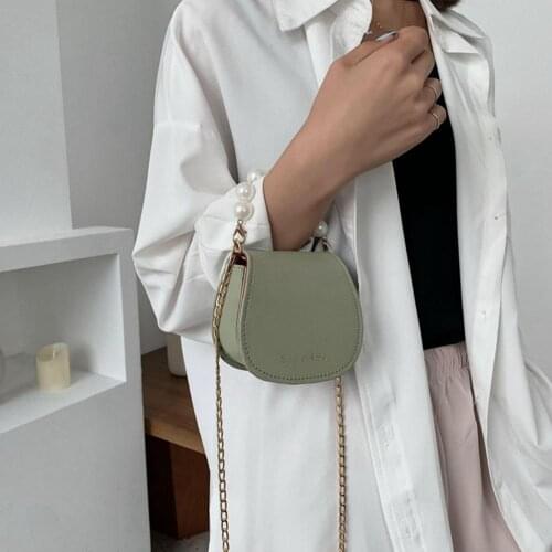 Women Alligator Pattern Mini Shoulder Bags Solid Color Messenger Pearl Female Chain Satchel PU Leather Tote Handbag