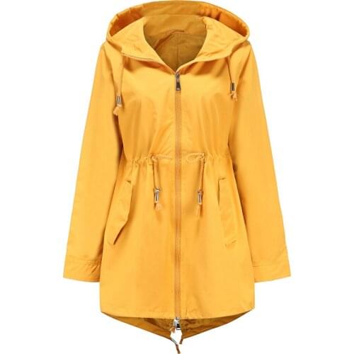 Womens Mid-length Windbreaker Fashion Womens jacket Outdoor Waterproof Hooded Raincoat Windbreaker Lightweight Winter Coat