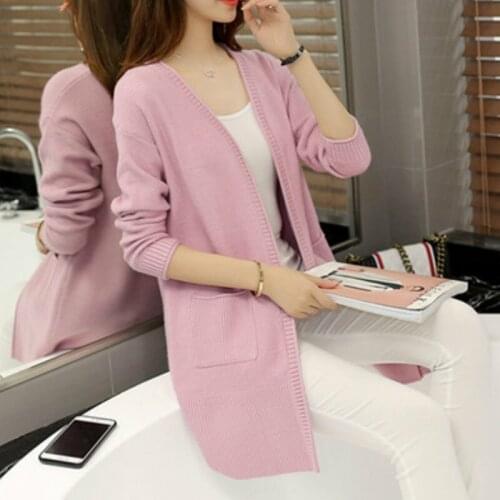 2021 autumn new long sweater sweater womens cardigan Korean womens slim wild sweater jacket shirt