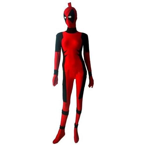 Lady Deadpool Costume Red full body spandex girl/women/female Killer Queen Costume Prelude to Deadpool Corps Cosplay Bodysuit