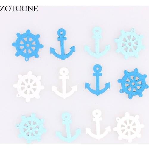 ZOTOONE Mixed Design Cartoon Motif Anchor Button Kids Wooden Decoration Buttons Craft Handmade Sewing Accessories Scrapbooking